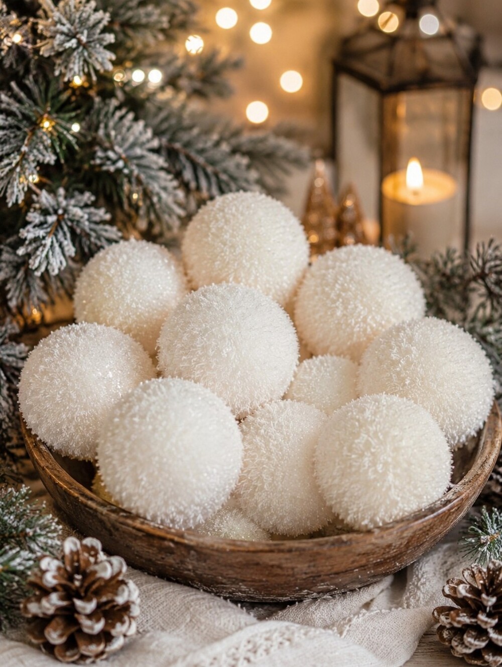 Set of 11 Glitter Snowball Christmas Ornaments 2" White Winter Wonderland Decor